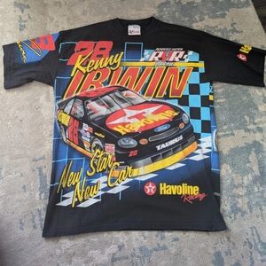 VTG RARE NASCAR #28 KENNY IRWIN ALL OVER PRINT CHASE T SHIRT MENS LARGE